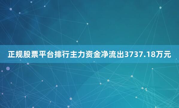 正规股票平台排行主力资金净流出3737.18万元